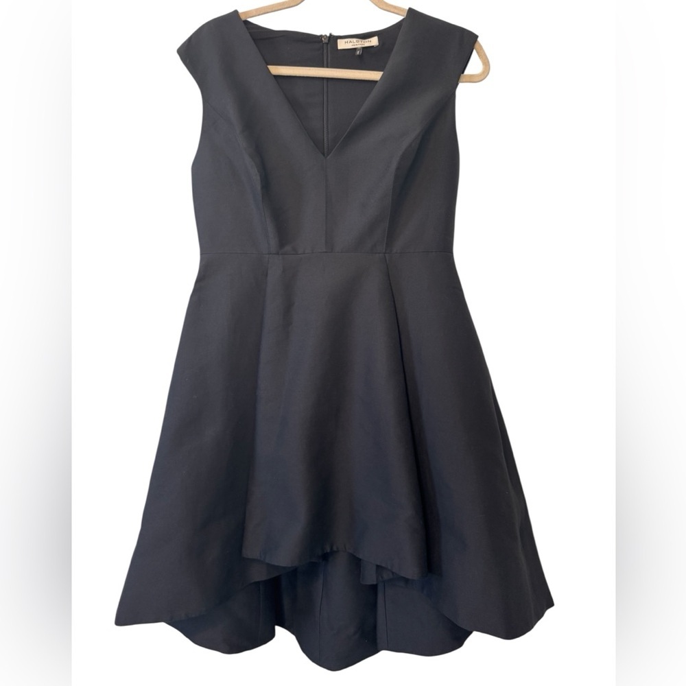 Halston Heritage Black High Low Dress No Tag Maybe Size 6/8 VNeck Sleeveless